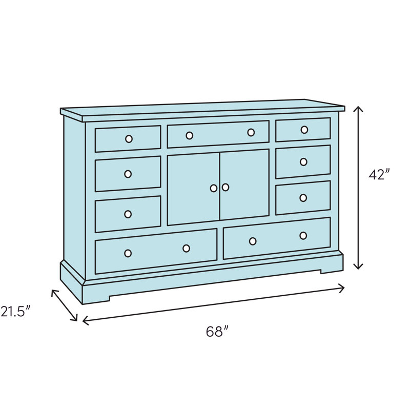 Baysinger Solid Wood 68'' W 8 - Drawer Dresser