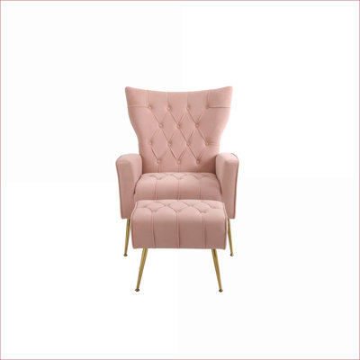 Fauteuil d'appoint rose moderne et confortable avec repose-pieds, fauteuil rembourré pour salon, chambre à coucher, appartement, bureau pour adultes
