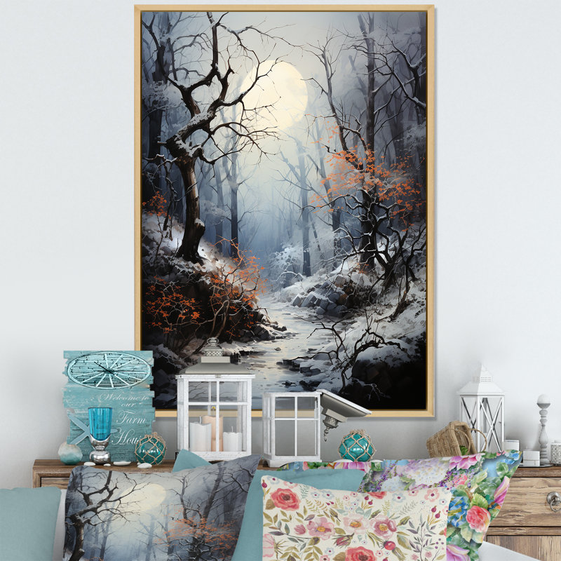Moonlit Shadows In Winter IV sur toile, Cadre flottant naturel, H 32 po x l 24 po x P 1 po
