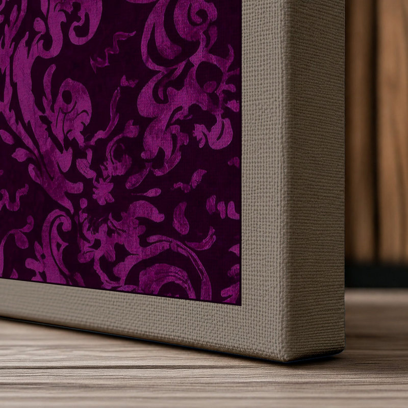 Butterfly on Damask Maximalist - Wrapped Canvas, 30x20 - 76.2 x 50.8 cm, Taupe Border