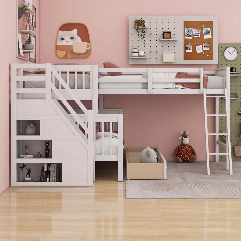 Kids Twin Over Full Bunk Bed, White