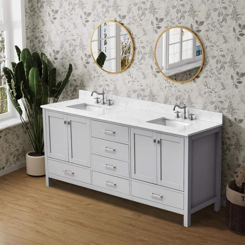 Angela 84" Double Bathroom Vanity Set, Gray