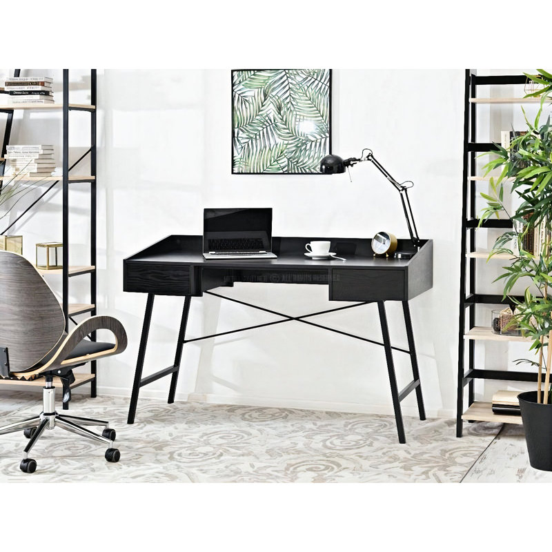 Seaway Metal Base Writing Desk, Black, Black