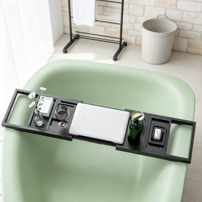 Plateau de baignoire noir en bambou