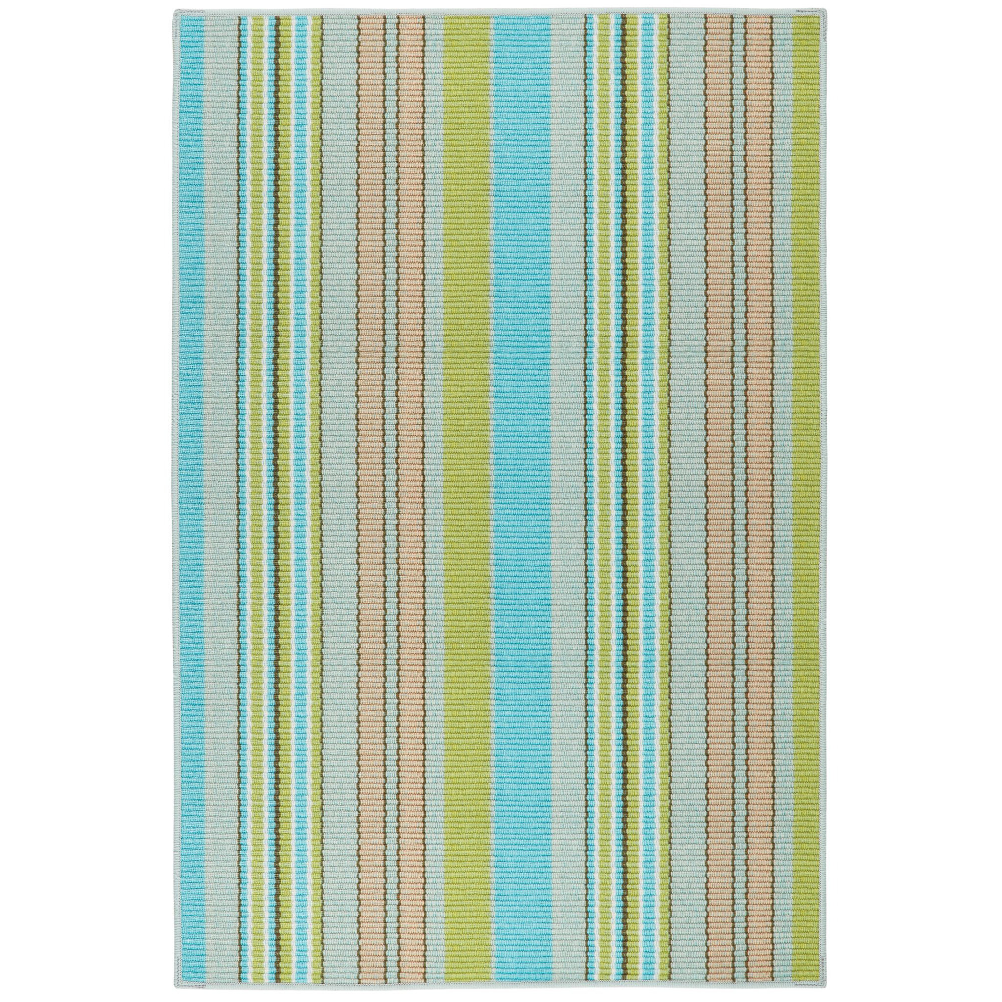 Aquinnah Ticking Multi Machine Washable Rug, Rectangle 6' x 9'