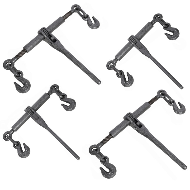 Reliures à cliquet robustes de 3/8 po à 1/2 po, charge de travail de 9200 lb, longueur réglable des crochets G70, paquet de 4