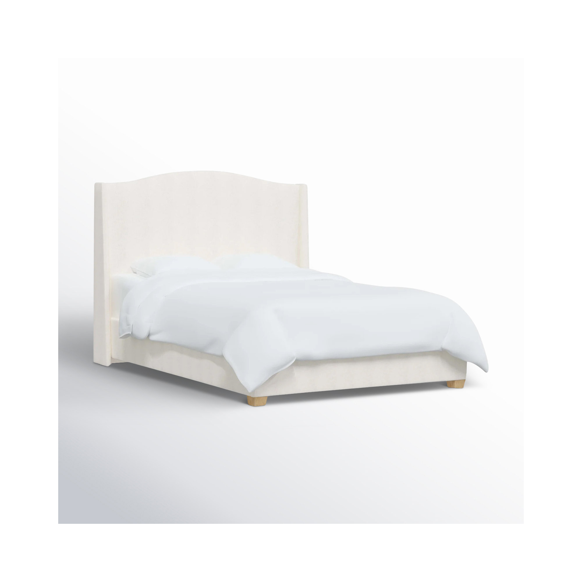 Allis Upholstered Wingback Bed, Full, Zuma White Textured Linen