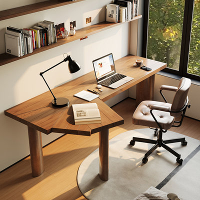 Modern Solid Wood Irregular L-shaped Desk