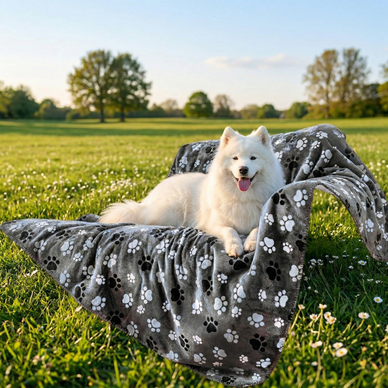Couverture pour chien et animal de compagnie résistante à l'eau, motif de patte de chien imprimé, peluche douce et chaude, débarbouillette et protecteur pour canapés / voitures / lits, résistant à l'urine et lavable, pour chiots / grands chiens / chats, 130 cm x 153 cm