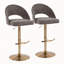 Ensemble de 2 tabourets de bar réglables pivotants, structure en métal doré avec tissu gris foncé et repose-pieds en T-8445264-8445267