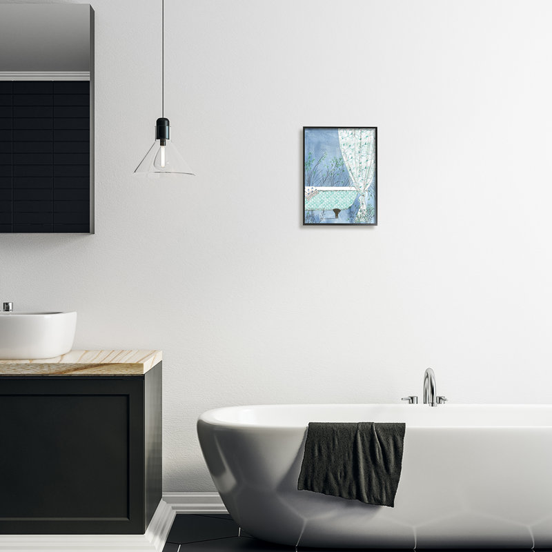 Ensemble de rideau de baignoire délicat à griffes pour salle de bain, L 11 po x H 14 po, Giclée encadrée noir minuit