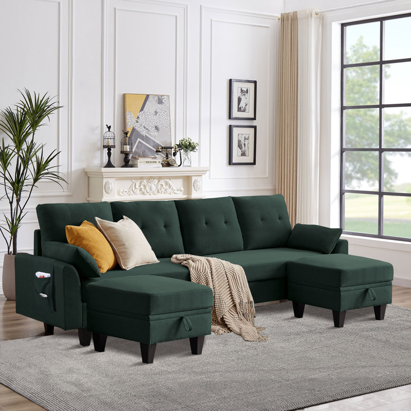 Canapé modulaire rembourré 3 pièces Kurumi, Polyester vert