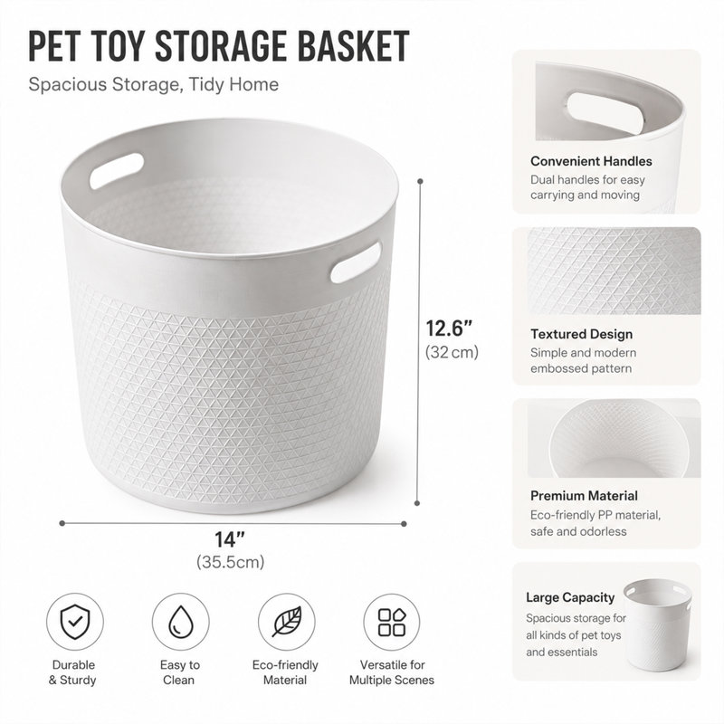 2 Pack Plastic Basket Set, Off White