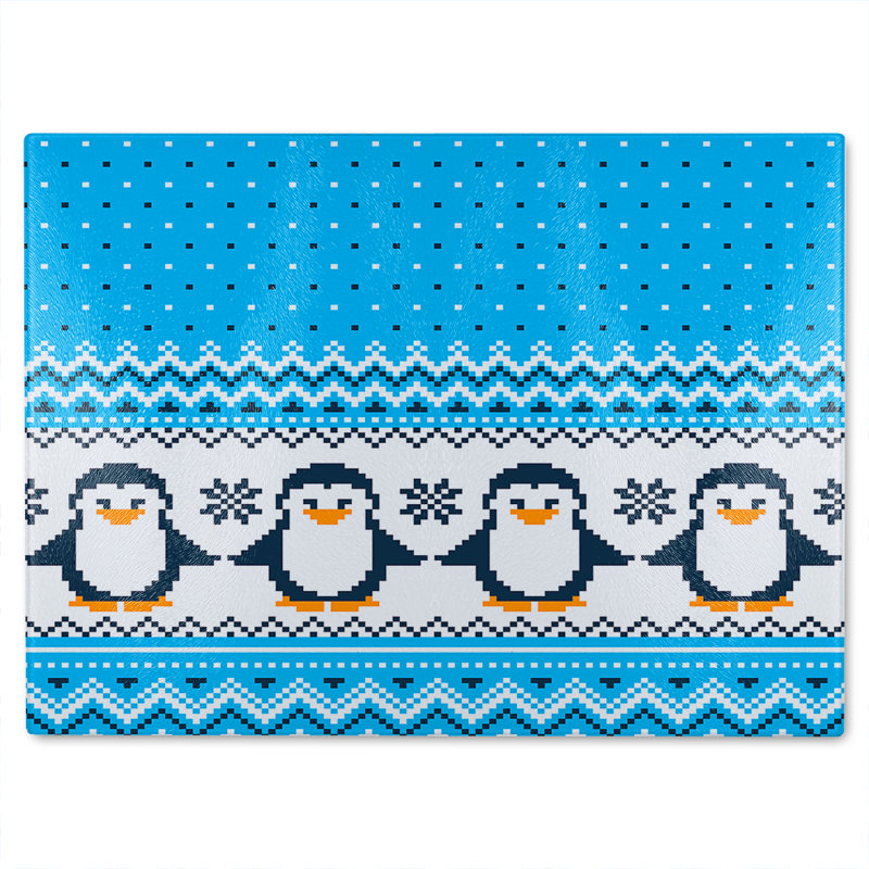 New Year'S Christmas Dining Glass Chopping Board, 40cm L x 28cm W