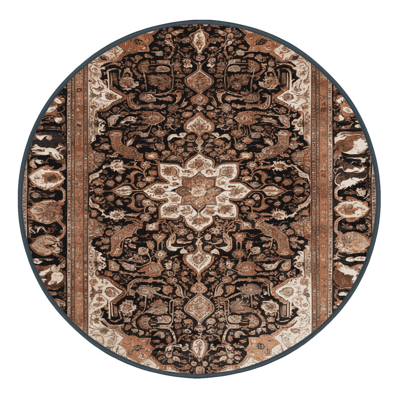 Tapis brun lavable à la machine, Rond 6 pi