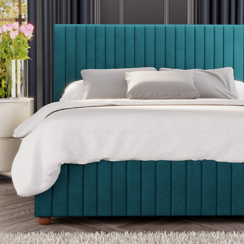 Upholstered Ottoman Bed, Small Double (4'), Emerald
