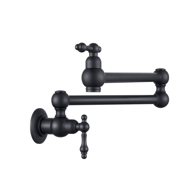 Wall Mount Folding Kitchen Pot Filler Faucet, Matte Black