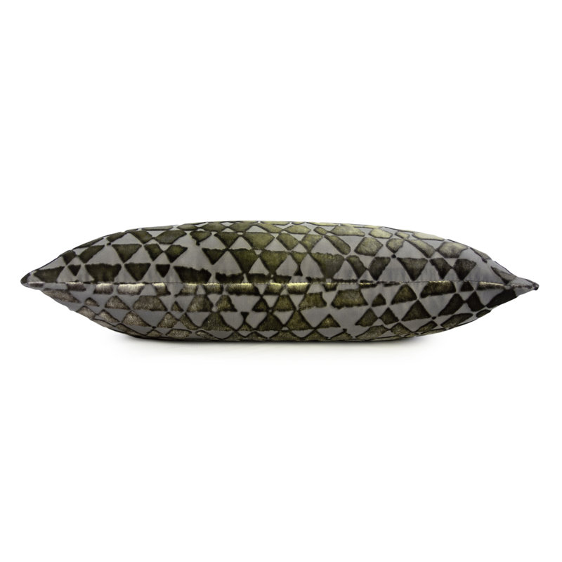 Triangles Mini Rectangle Velvet Pillow Cover & Insert, Oregano, 7" x 15"