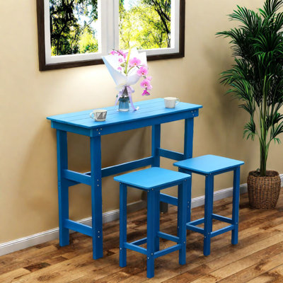 Ensemble de table de salle à manger durable en PEHD, style Adirondack, toutes saisons, bleu lac