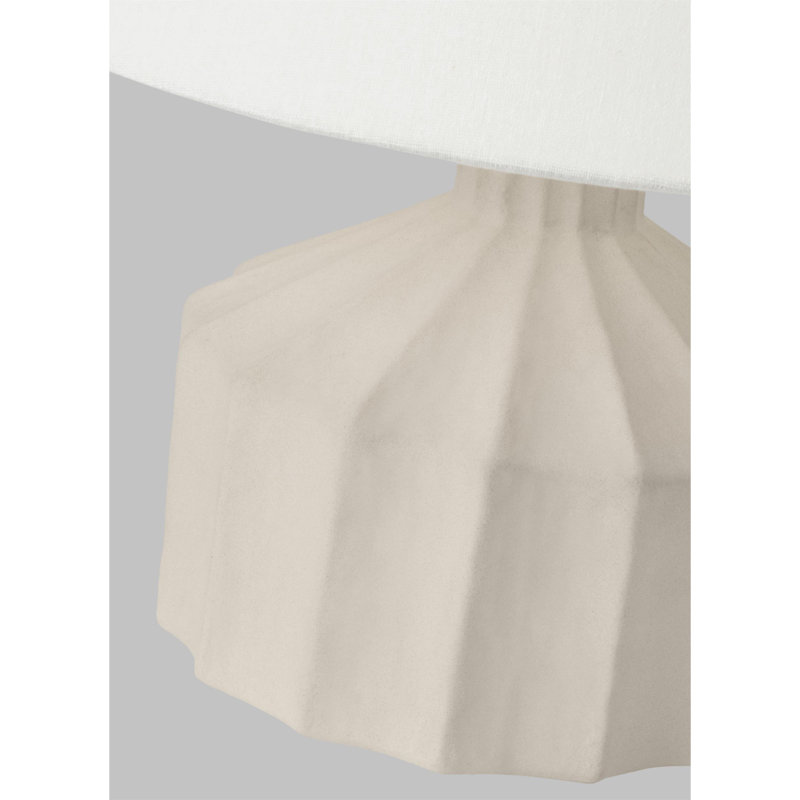 Small Matte Concrete Table Lamp with White Linen Shade