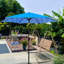 Parasol 9 pi avec abat-jour de jardin, auvent à motif de glace bleue, auvent hexagonal, mât à grain noir argenté, inclinaison à bouton-poussoir, manivelle, évent, eau et bleu extérieur, intempéries-132959391