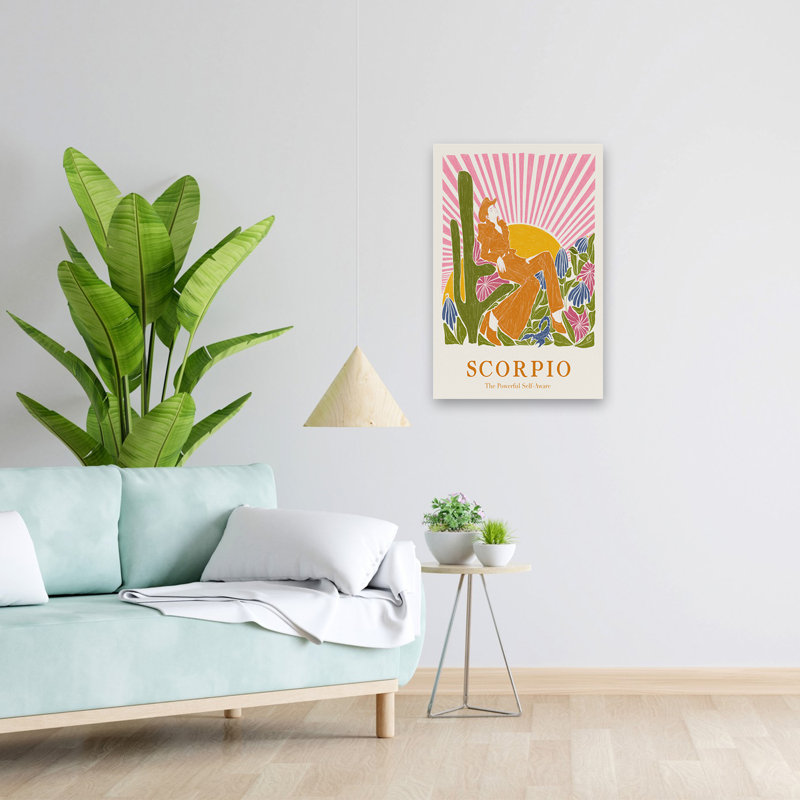 Liz Rome - Scorpion moderne transitionnel contemporain moderne floral Illustration numérique, H 24 po x l 16 po