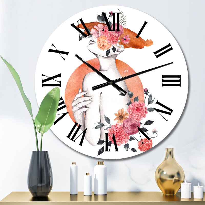 Silhouette de femme avec horloge murale Glam, Moyen