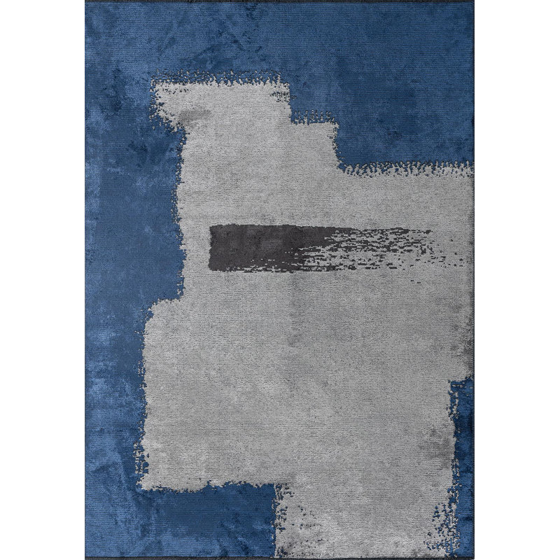 Bedia Rectangle Abstract Cotton and Viscose Indoor / Outdoor Area Rug, Rectangle 5'3" x 7'7"