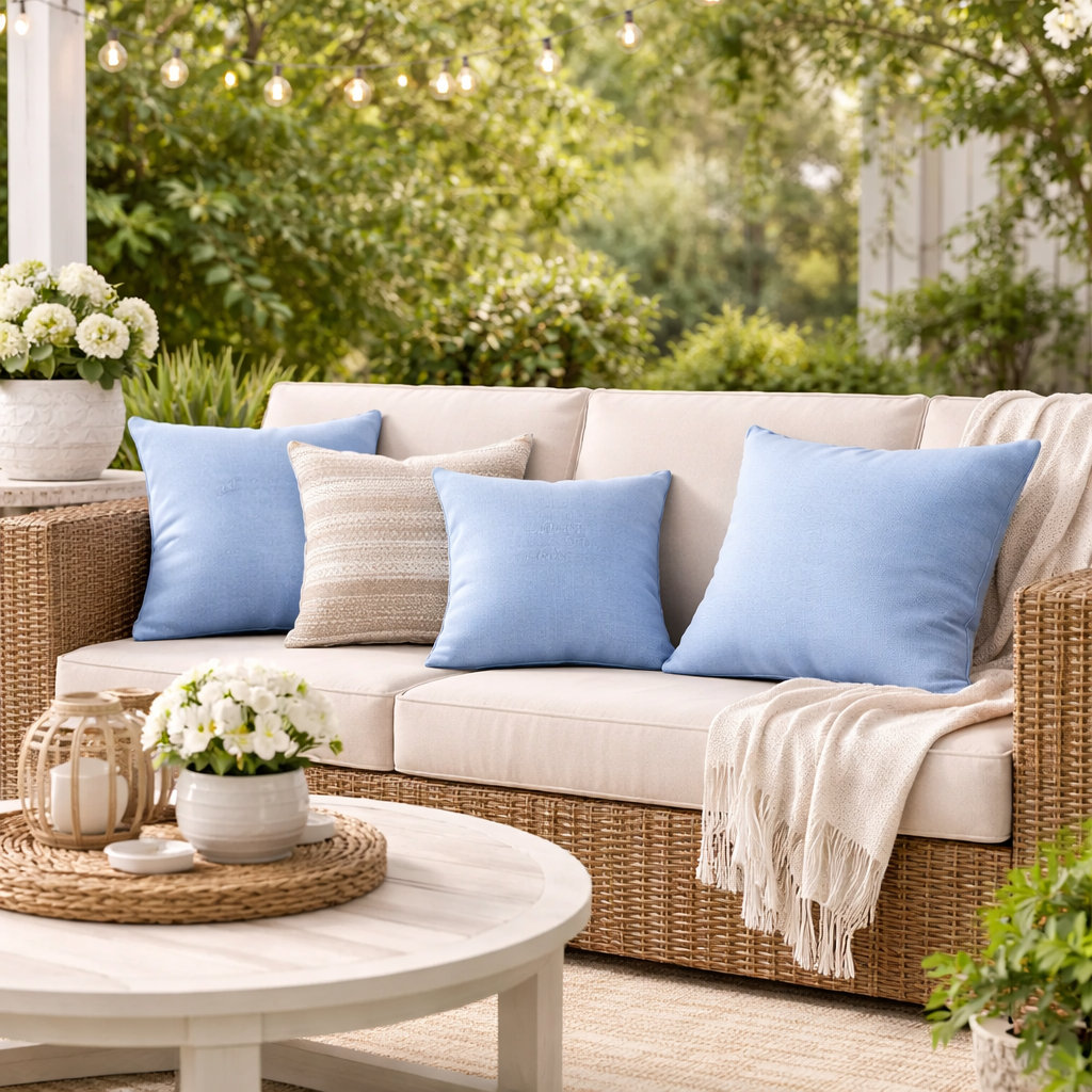 Indoor/Outdoor Throw Pillow, Square 24", Cast Horizon Sunbrella® Plainweave