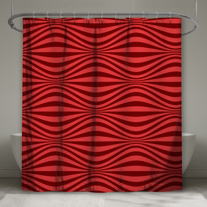 Rideaux de douche Red Wavy Lines, L 70 po x H 84 po