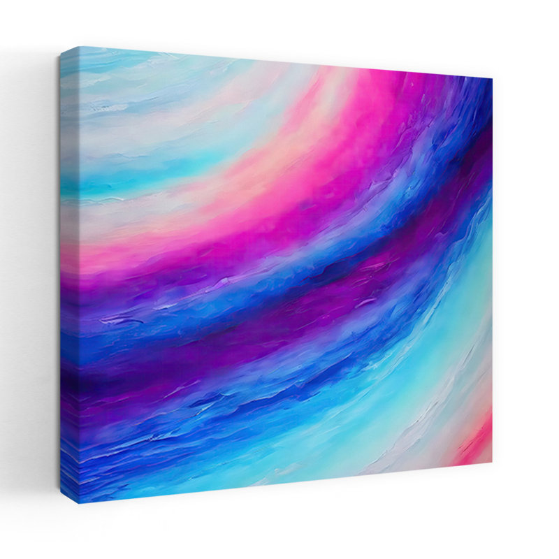 Art contemporain abstrait, paysage audacieux et coloré, H 24 po x l 24 po