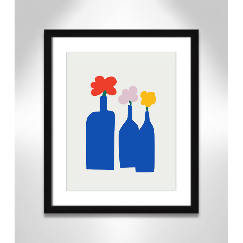 «Bold Blooms Trio Print» par Dean, L 16 po x H 19 po, Matted Print, Noir satiné