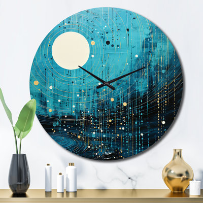 Horloge murale sarcelle et noire Minimalisme Moon II