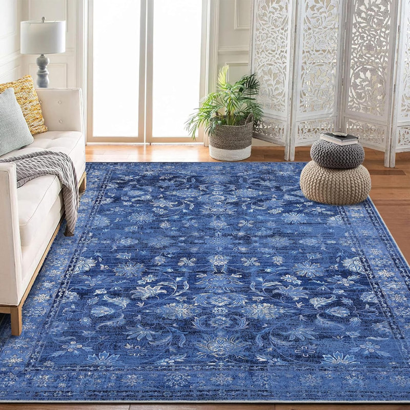 2x6 Runner Hallway Rug Machine Wash Non-Slip Enrteway Laundry Room Rug Throw Low-Plie Vintage Mat Distressed Carpet for Kitchen Bathroom Red Borwn