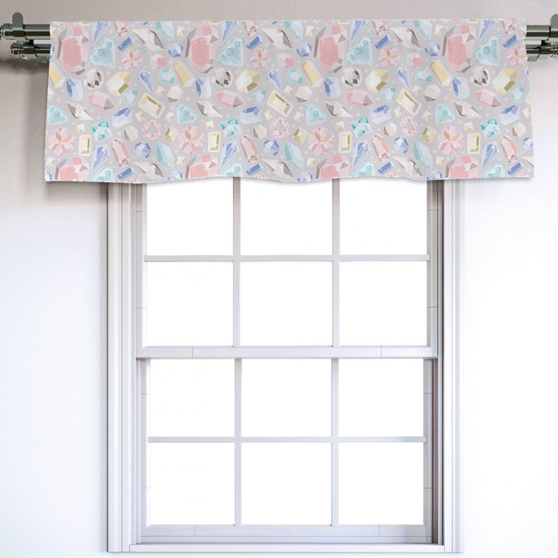 Sateen Geometric Ruffled Window Valance