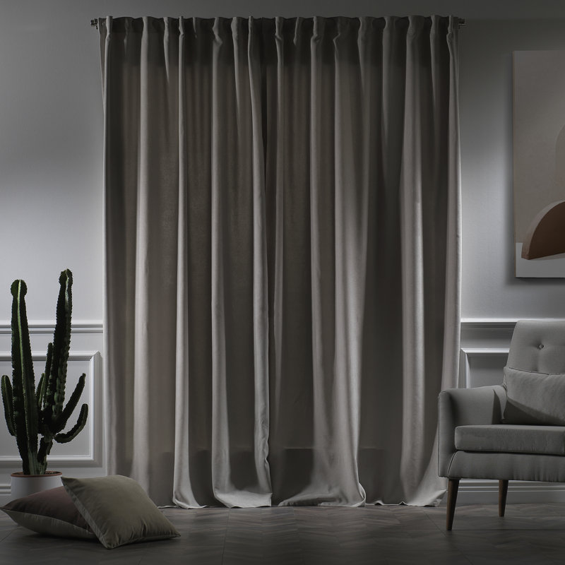 Solid Room Room Darkening Tab top Curtain Panels, 52" W x 95" L, Light Stone