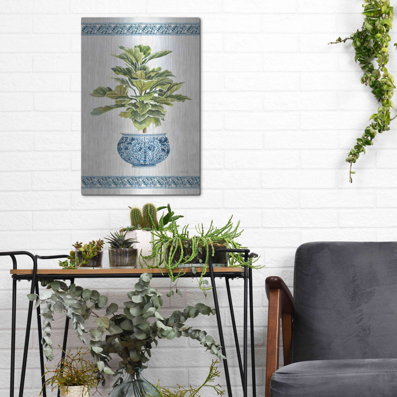 «Chinoiserie Fig II» par Cindy Jacobs, art mural en métal, H 16 po x l 12 po