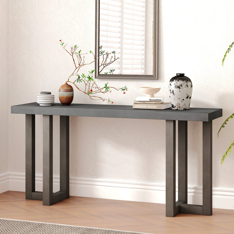 Console de conception géométrique avec pieds en pin massif, convient au vestibule, au couloir, au salon, à la chambre à coucher