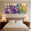 Plantes et fleurs, cactus coloré, ensemble de 3 impressions sur toile