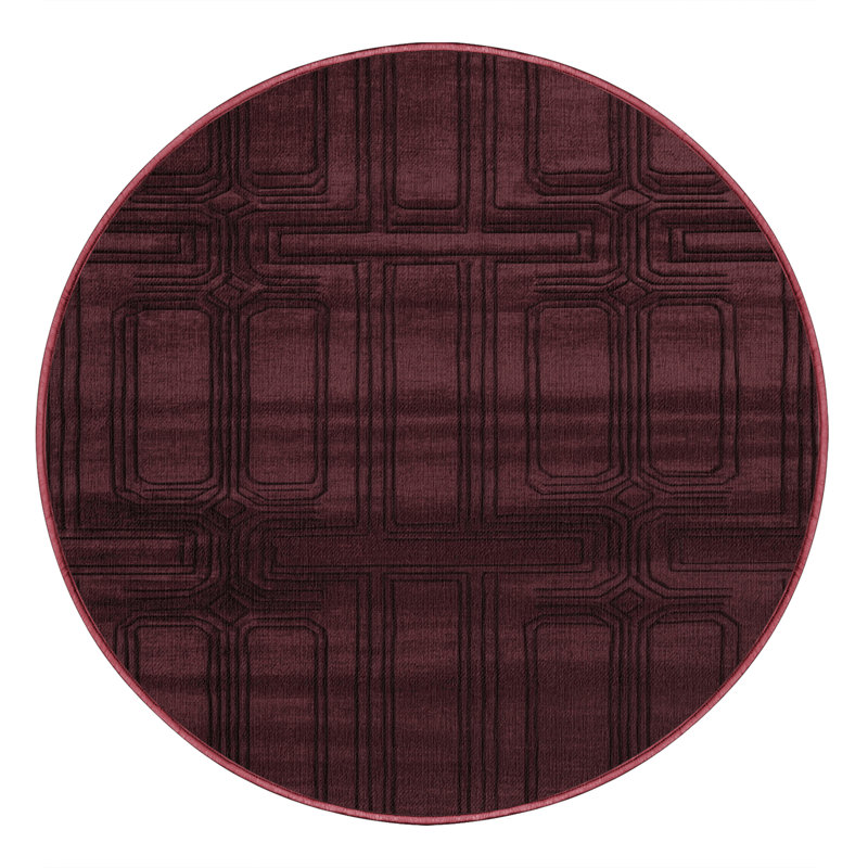 Machine Washable Trellis Brown Area Rug, Round 5'