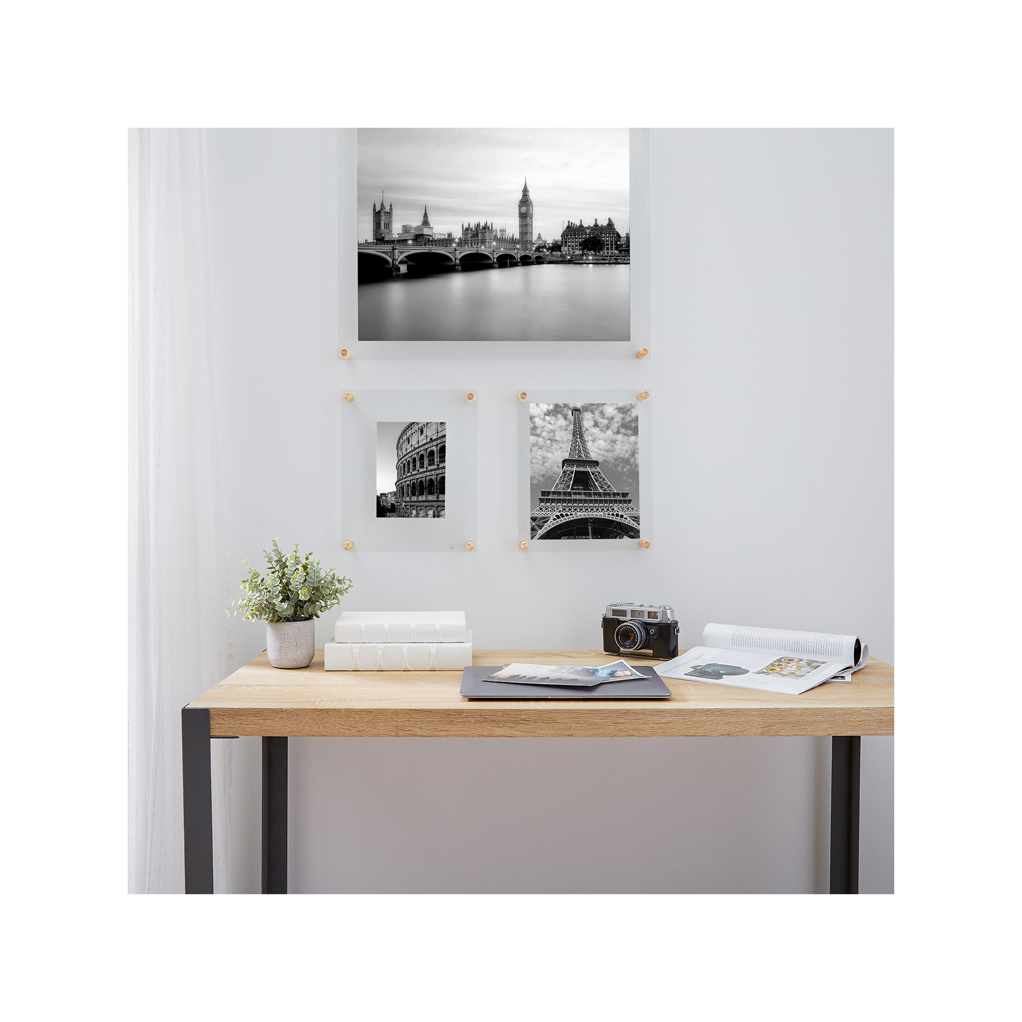 Clear UV-Grade Acrylic Modern Floating Picture Frame - Gold, Gold, 5" x 7"