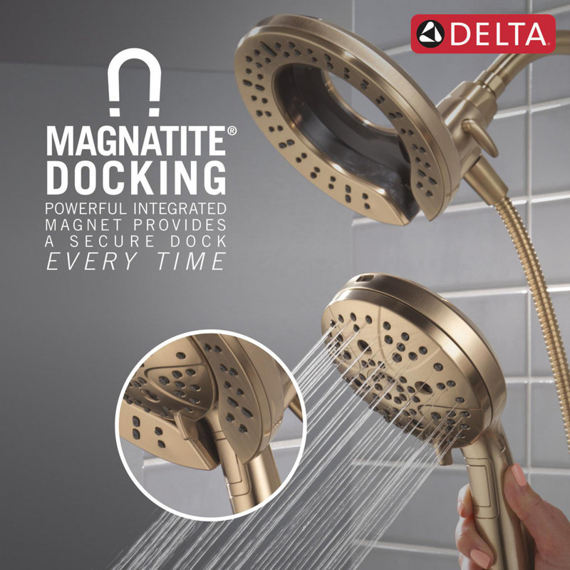 7-Setting In2ition 2-in-1 Dual Shower Head with ProClean Spray, Lumicoat  Champagne Bronze
