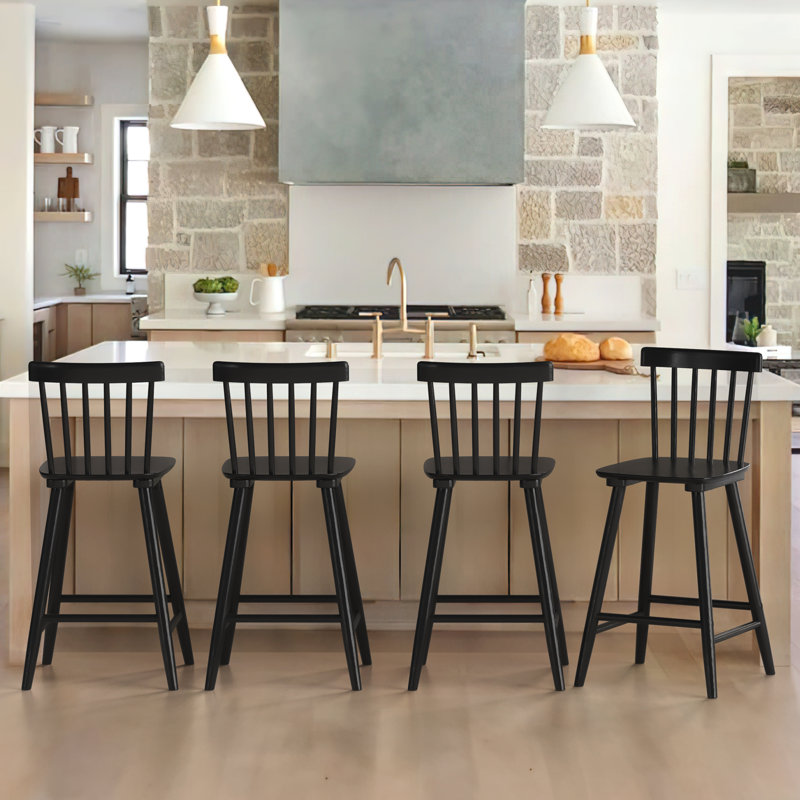 Tabouret Baggett, Tabouret de comptoir (siège d'une hauteur de 24 p, Noir, 4
