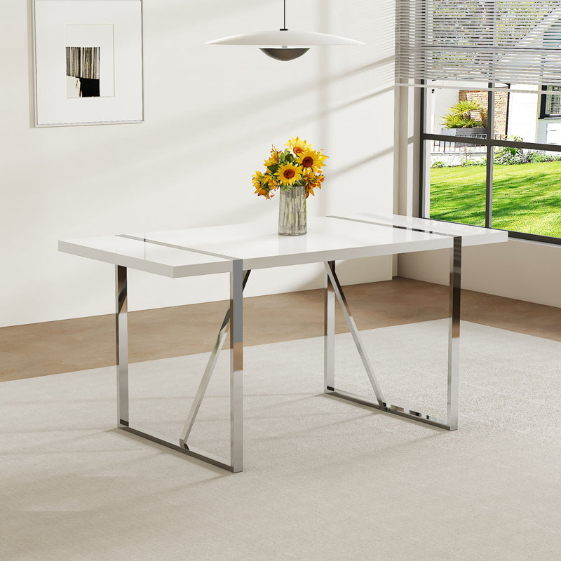 Table de salle à manger moderne, table de cuisine avec pieds en métal pour la salle à manger