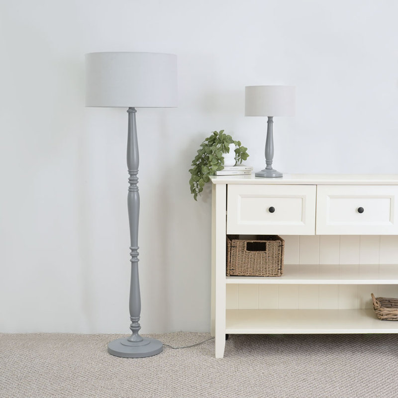 Arialdo 157cm Traditional Floor Lamp, Matte Grey, Grey