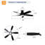 Ventilateur de plafond de 56 pouces à 5 pales en ABS avec ensemble de 3 lumières DEL de couleur, DC 6 vitesses, ventilateur de plafond à télécommande pour patio, salon, chambre à coucher, bureau, intérieur (noir mat)