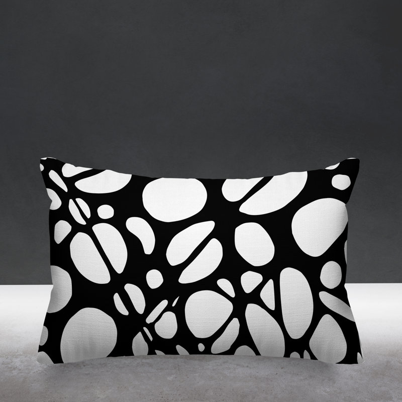 Housse de coussin rectangulaire pour l'extérieur Tribal, Noir