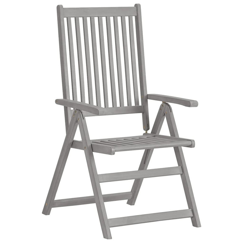Chaise de patio avec coussin en teck, 4, Vert vif, Gris