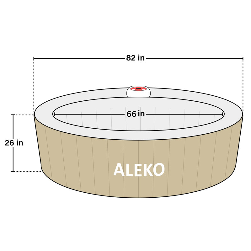 Brown Round Inflatable 6-Person Hot Tub Spa with Cover