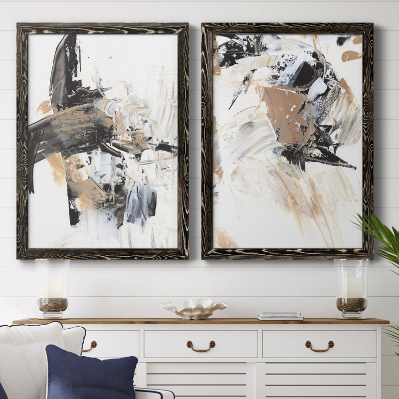 Ruckus I - Ensemble de 2 peintures sur toiles encadrées, H 43,5 po x l 31,5 po x P 1 po, Cadre noir